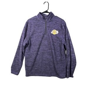 Los Angeles Lakers Ultra Game Long Sleeve 1/4 Zip Pullover Purple Fleece Size M